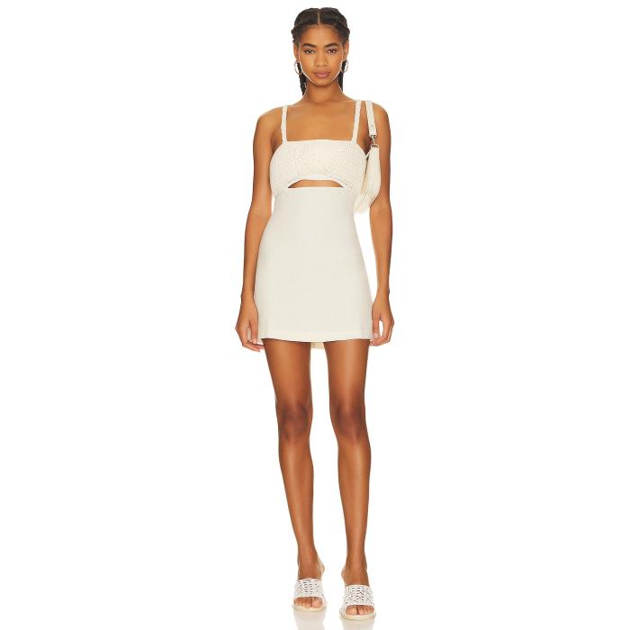 L\u0027academie 【 Lea Crochet Mini Dress Women Ivory 】 お召しもの レディース 象牙色