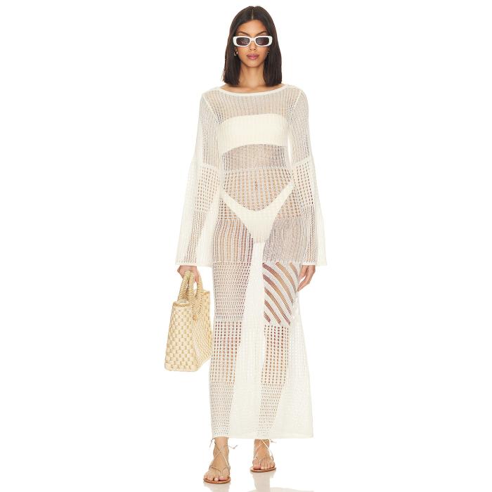 L'academie 【 Evea Maxi Knit Dress Women White 】 ニット ドレス レディースファッション 水着 レディース 白色 ホワイト