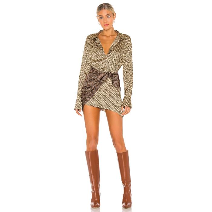 L'academie 【 The Kamille Mini Dress Women Tan & Brown Chain 】 ドレス レディースファッション ドレス レディース 茶色 ブラウン