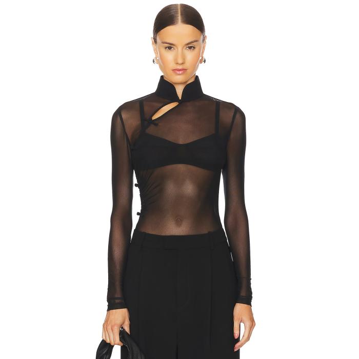 Sau Lee 【 Kaye Bodysuit Women Black 】 ボディースーツ レディースファッション トップス その他 レディース 黒色 ブラック
