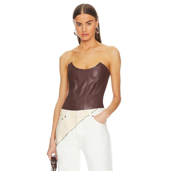 Miaou 【 Leia Corset Women Brown 】 レディースファッション トップス ベアトップ チューブトップ レディース 茶色 ブラウン