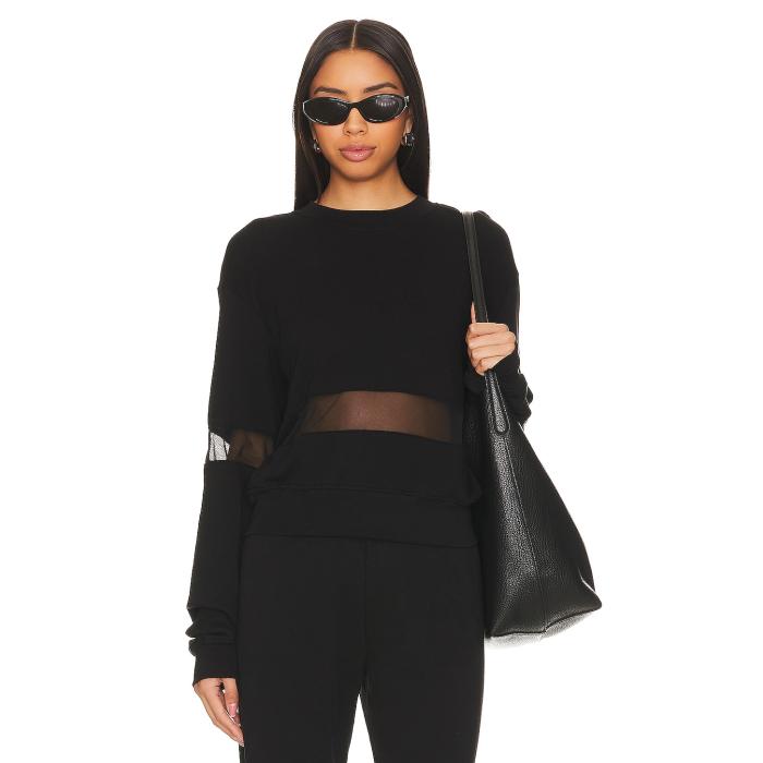 Michael Lauren 【 Inacio Pullover With Mesh Women Black 】 レディースファッション トップス スウェット トレーナー レディース 黒色 ブラック