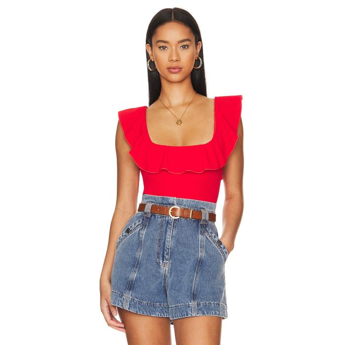 ショウミーユアムームー Show Me Your Mumu 【 Rochelle Bodysuit Women Red 】 ボディースーツ レディースファッション トップス その他 レディース Red 赤・レッド