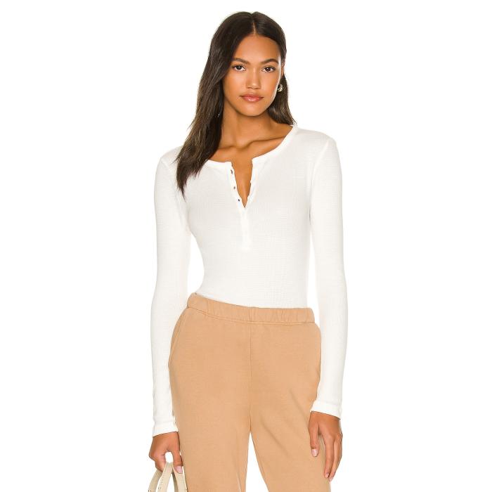 Monrow 【 Baby Thermal Henley Women White 】 ヘンリー レディースファッション トップス その他 レディース 白色 ホワイト