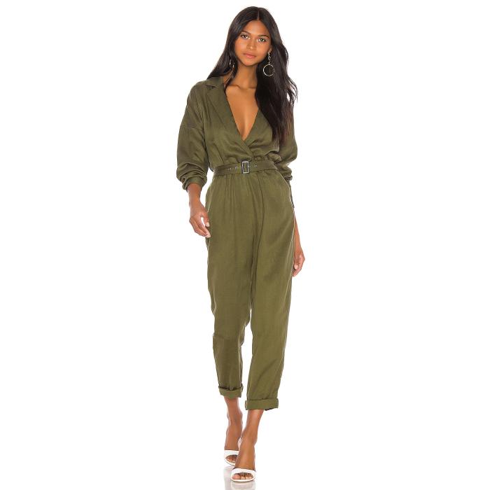 L\u0027academie 【 Reed Jumpsuit Women Green 】 飛び降りる背広 レディース green 緑・緑であること