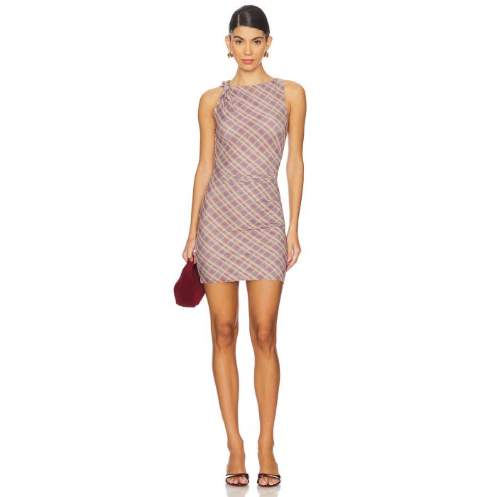 Bec + Bridge 【 Aurelia Asymmetrical Mini Dress Women Violet Check 】 ドレス レディースファッション ドレス レディース 紫・バイオレット
