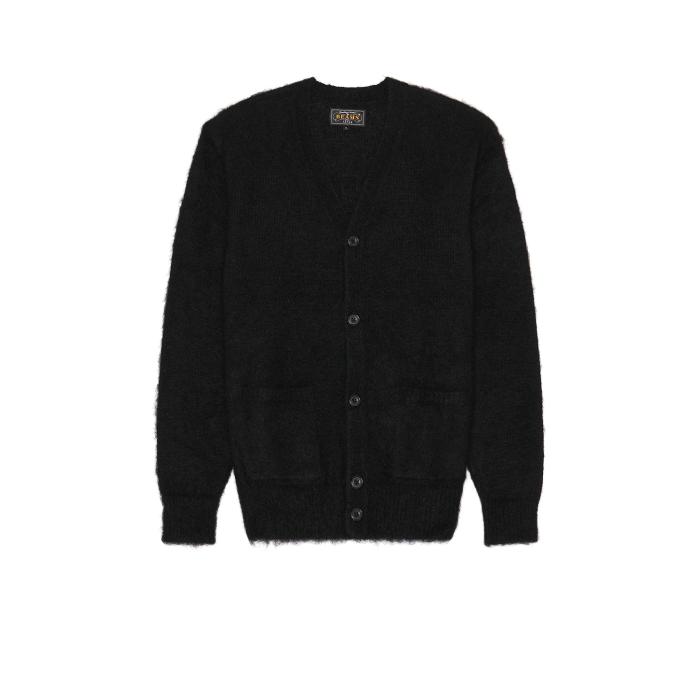 ビームス Beams Plus 【 Cardigan Stretch Mohair Men Black 】 ジレー メンズ 黒いこと 黒いこと
