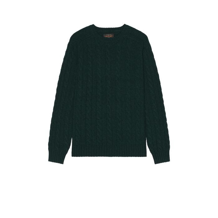 ビームス Beams Plus 【 Crew Cable Sweater Men Green 】 クルー トレーナー メンズファッション トップス ニット セーター メンズ green 緑・グリーン