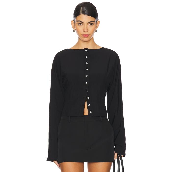 The Line By K 【 Zhade Top Women Black 】 レディースファッション トップス その他 レディース 黒色 ブラック
