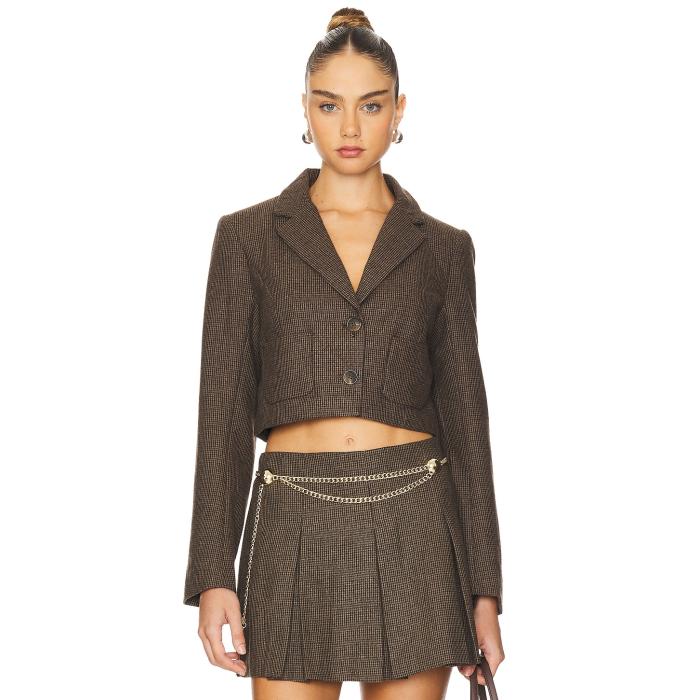 Astr The Label 【 Siarah Jacket Women Mocha Plaid 】 Jacket ジャケット レディース｜スニケス