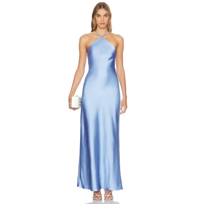 Line \u0026 Dot 【 Gramercy Halter Neck Dress Women Steel Blue 】 お召しもの レディース Steel スチール写真 青味 青色 ドレス-レディースファッション