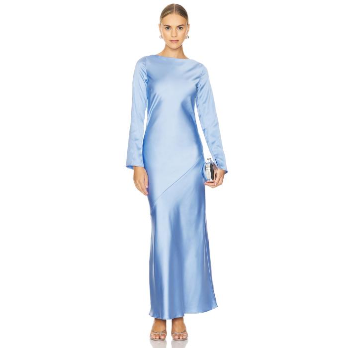 Line \u0026 Dot 【 Gramercy Maxi Dress Women Steel Blue 】 お召しもの レディース Steel スチール写真 青味 青色 ドレス-レディースファッション