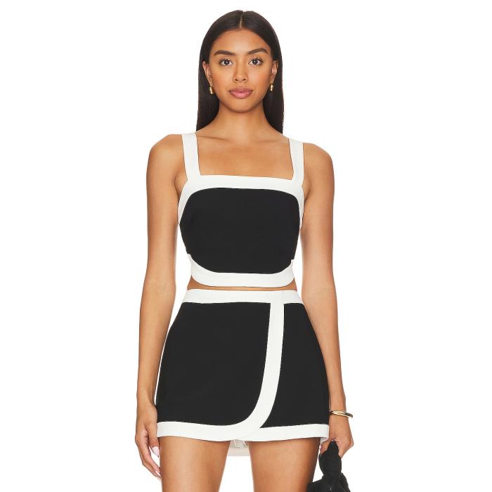 アマンダアプリチャード Amanda Uprichard 【 Porsha Top Women Black & Ivory 】 レディースファッション トップス ベアトップ チューブトップ レディース 黒色 ブラック アイボリー