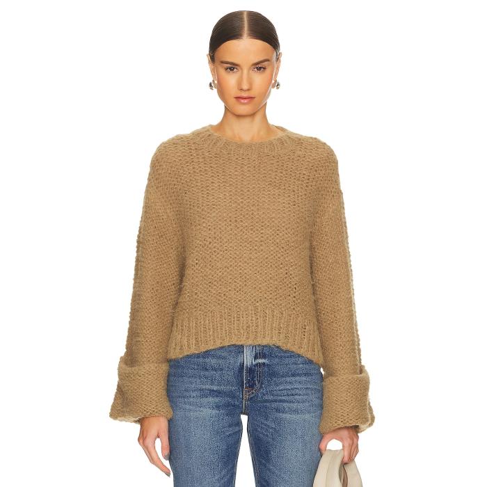Grlfrnd 【 Open Stitch Knit Sweater Women Khaki 】 ニット トレーナー レディースファッション トップス ニット セーター セーター レディース カーキ