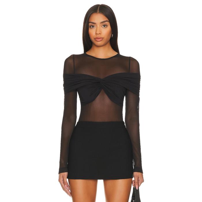 Misha 【 Nerida Mesh Bodysuit Women Black 】 上半身背広 レディース 黒いこと 黒いこと