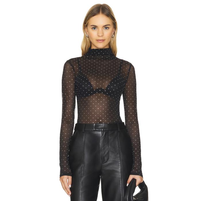 Misha 【 Sandra Mesh Top Women Black & Diamante 】 レディースファッション トップス その他 レディース 黒色 ブラック
