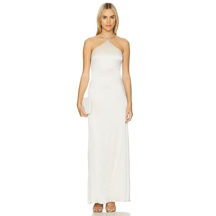 Line & Dot 【 Glossy Halter Maxi Dress Women Ivory 】 ドレス レディースファッション ドレス レディース アイボリー