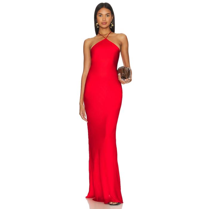 Line \u0026 Dot 【 Kira Maxi Dress Women Tomato Red 】 お召しもの レディース Red 赤・赤いこと レディースファッション-ドレス