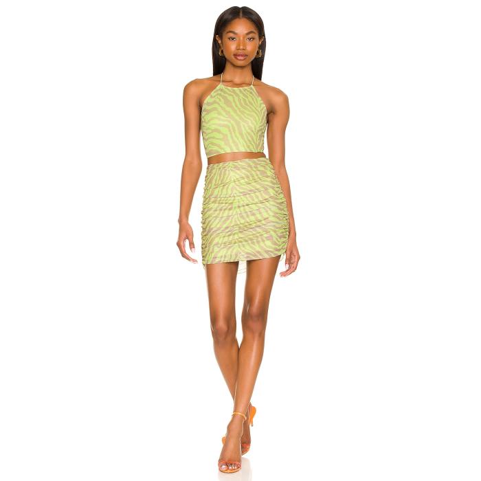 Superdown 【 Cierra Ruched Skirt Set Women Lime Multi 】 レディースファッション ドレス レディース ライム