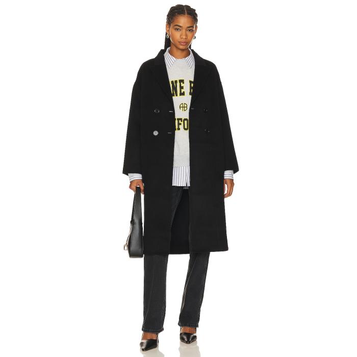 Anine Bing 【 Dylan Coat Women Black Cashmere Blend 】 レディース 黒いこと 黒いこと