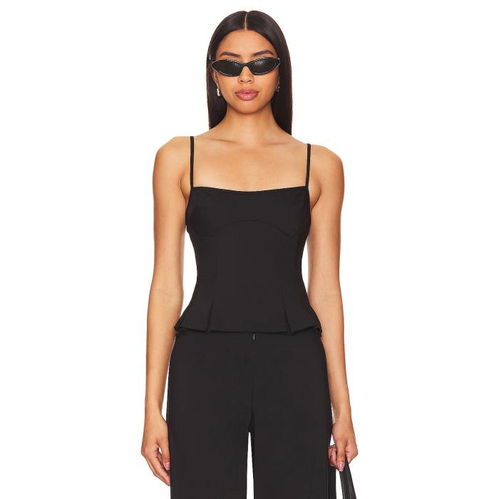 Peachy Den 【 Cher Top Women Black 】 レディースファッション トップス シャツ ブラウス レディース 黒色 ブラック