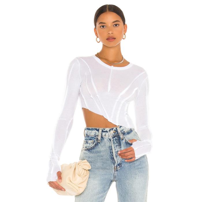 Sami Miro Vintage 【 Asymmetric Baby Rib Tee Women White 】 プルオーバー レディース 白いこと 白いこと