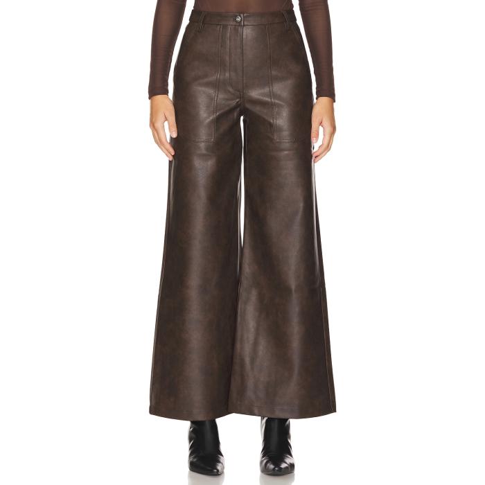 バルドット Bardot 【 Faux Leather Wide Leg Pant Women Dark Chocolate 】 レザー パンツ レディースファッション ボトムス パンツ レディース