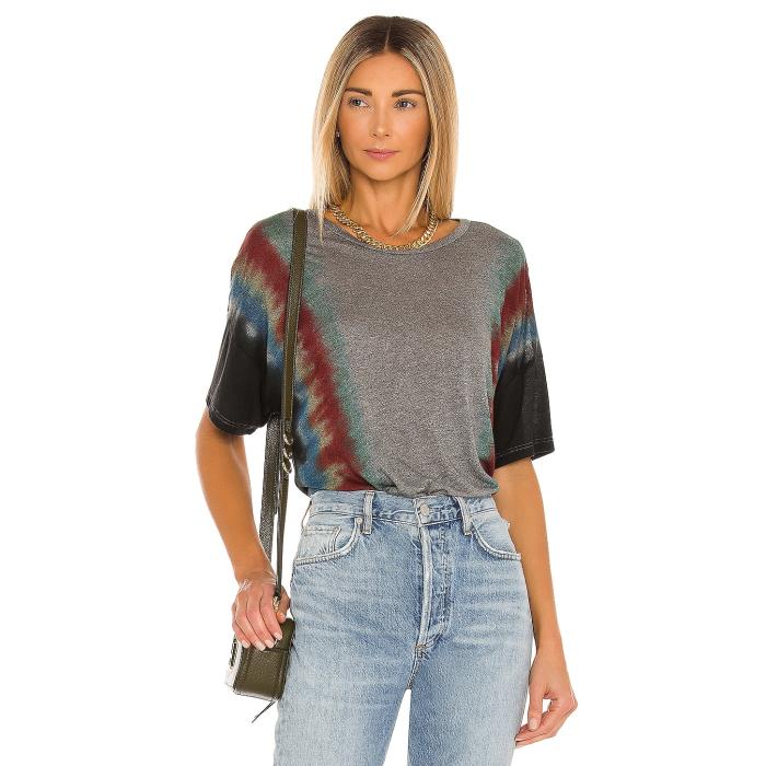 Michael Lauren 【 Rafael Oversized Tee Women Rainbow Stripe Tie Dye 】 ティーシャツ レディース 虹色 虹霓 Stripe 縞模様 タイ レディースファッション-トップス-Tシャツ・カットソー