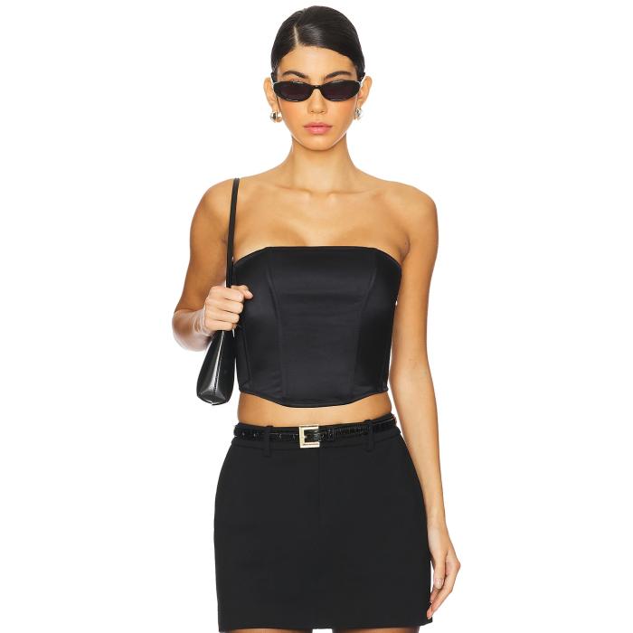 フルールドゥマル Fleur Du Mal 【 Silk Corset Top Women Black 】 レディースファッション トップス ベアトップ チューブトップ レディース 黒色 ブラック