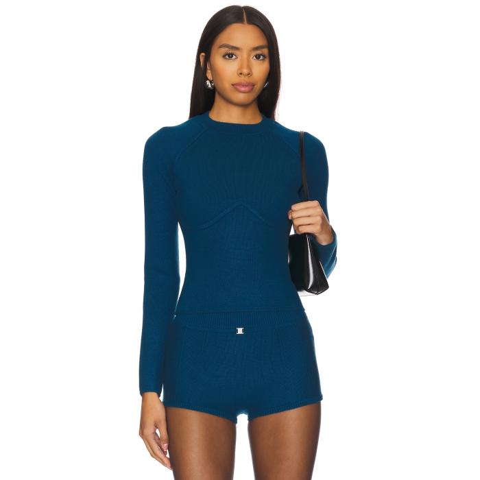 フルールドゥマル Fleur Du Mal 【 Knit Underbust Long Sleeve Top Women Jewel 】 編み物 Sleeve 捩り レディース