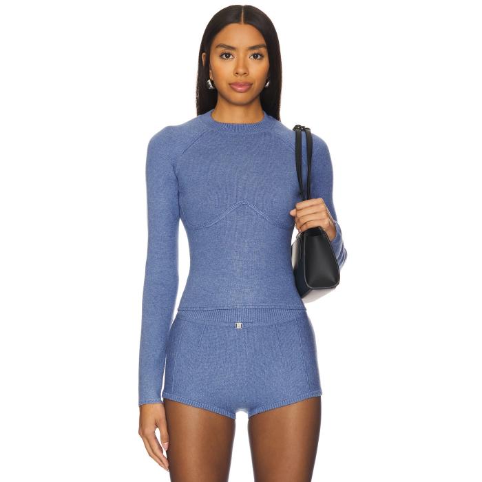 フルールドゥマル Fleur Du Mal 【 Knit Underbust Long Sleeve Top Women Charcoal Blue 】 ニット Sleeve スリーブ レディース チャコール 青色 ブルー