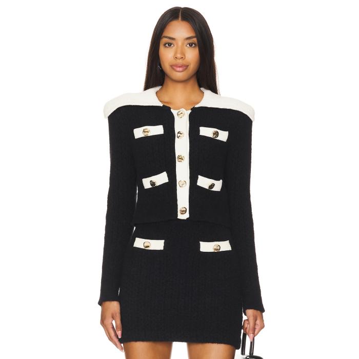 Self-Portrait 【 Cashmere Blend Cardigan Women Black 】 カーディガン レディースファッション トップス カーディガン ボレロ レディース 黒色 ブラック