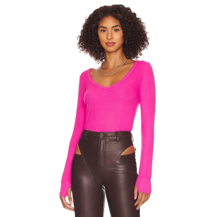 Michael Lauren 【 Otis Fitted Top Women Bright Pink 】 レディースファッション トップス その他 レディース pink ピンク