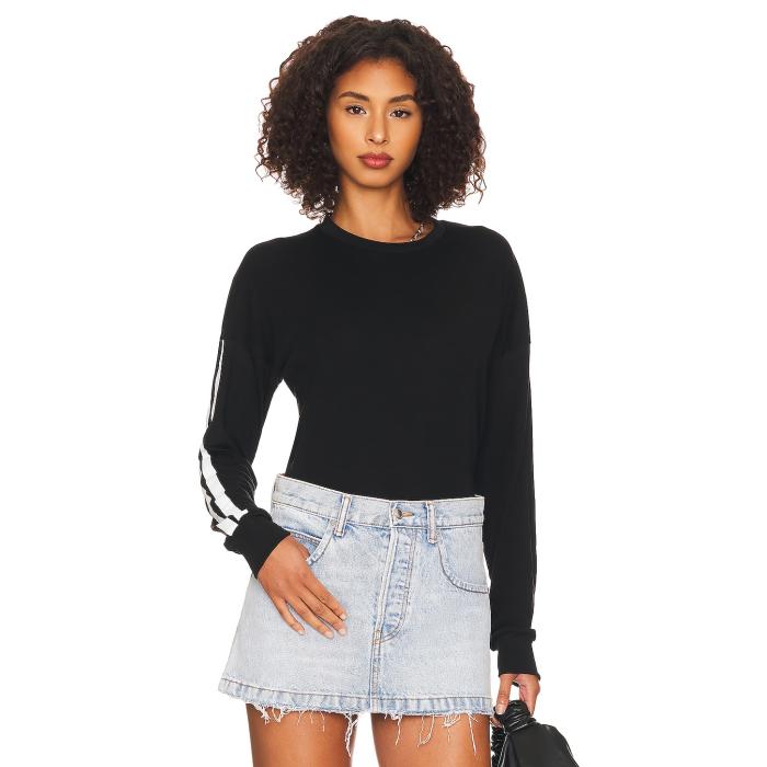 Michael Lauren 【 Keegan Tee Women Black & White 】 Tシャツ レディースファッション トップス Tシャツ カットソー レディース 黒色 ブラック 白色 ホワイト