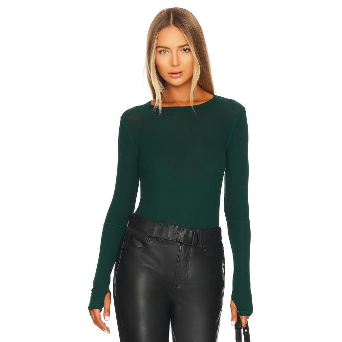 Michael Lauren 【 Everett Long Sleeve Thumbhole Tee Women Emerald Green 】 Sleeve スリーブ Tシャツ レディースファッション トップス Tシャツ カットソー レディース green 緑・グリーン