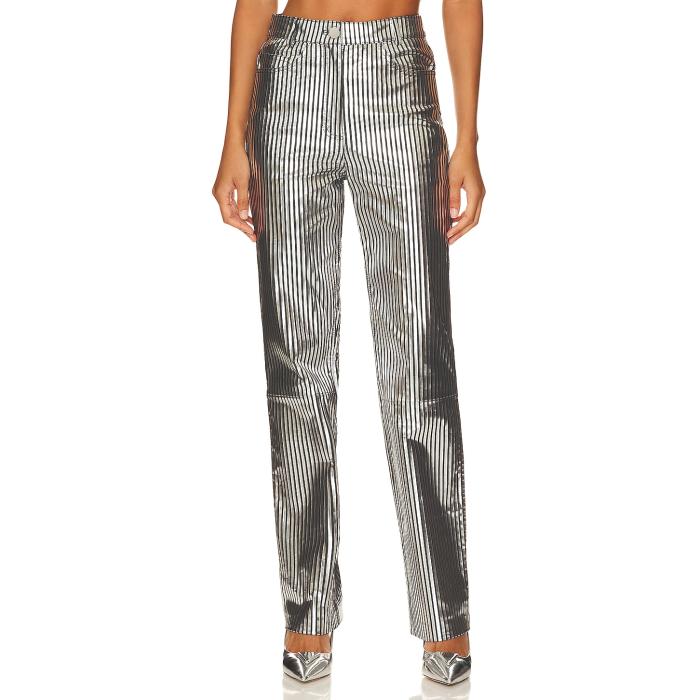 Remain 【 Striped Leather Pants Women Black Combo 】 レザー レディースファッション ボトムス パンツ レディース 黒色 ブラック 28,210円