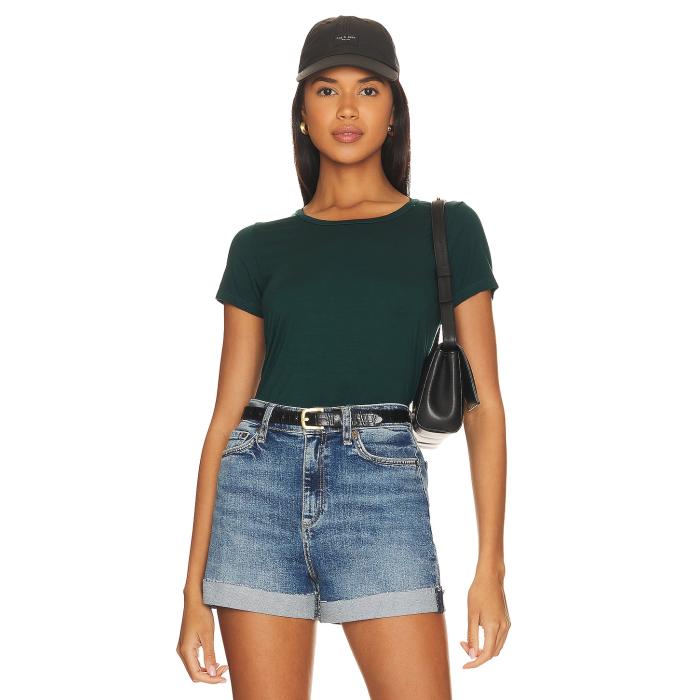 Michael Lauren 【 Tucker Fitted Tee Women Emerald 】 Tシャツ レディースファッション トップス Tシャツ カットソー レディース