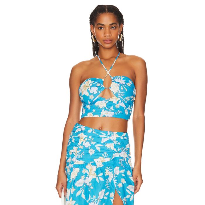 ミンクピンク Minkpink 【 Zinnia Top Women Blue Multi 】 レディースファッション トップス ベアトップ チューブトップ レディース 青色 ブルー