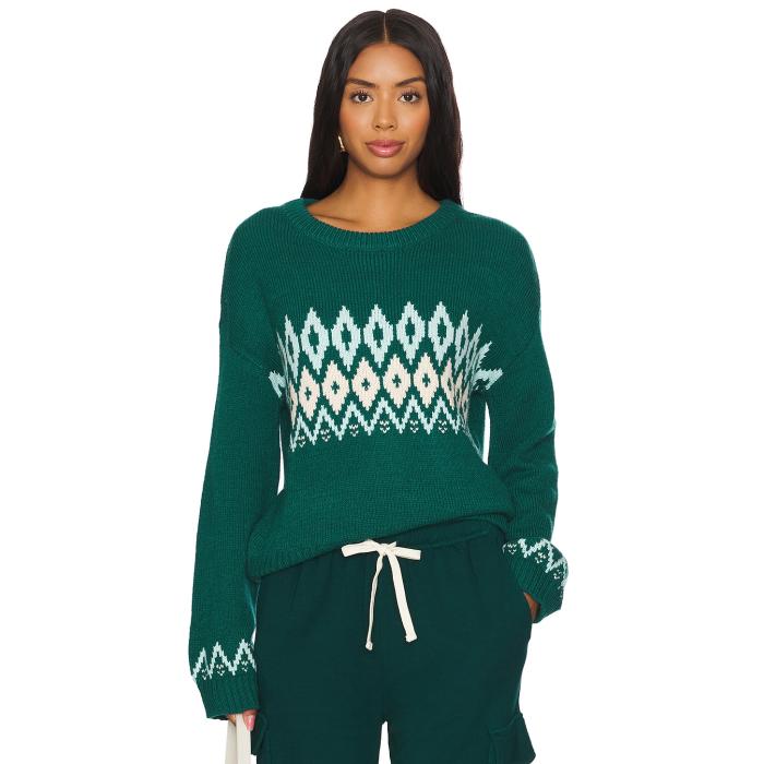 Monrow 【 Wool Fair Isle Crew Neck Sweater Women Forest 】 クルー トレーナー レディースファッション トップス ニット セーター セーター レディース フォレスト