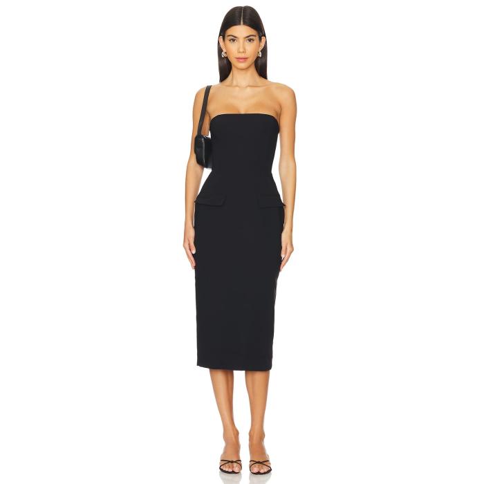 アマンダアプリチャード Amanda Uprichard 【 X Revolve Strapless Bethany Midi Dress Women Black 】 ドレス レディース 黒色 ブラック|スニケス