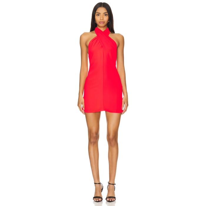 アマンダアプリチャード Amanda Uprichard 【 X Revolve Galilea Mini Dress Women Crimson 】 ドレス レディースファッション ドレス レディース クリムゾン