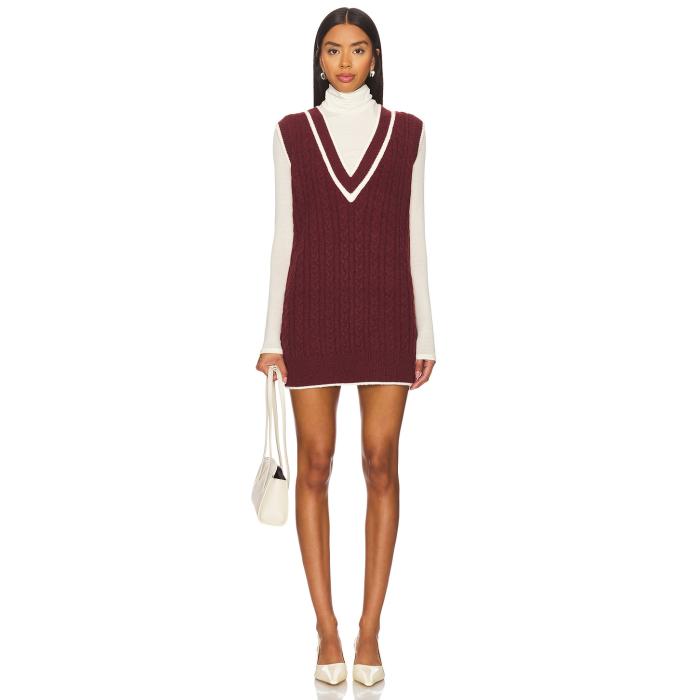 アマンダアプリチャード Amanda Uprichard 【 Cambridge Vest Women Burgundy 】 ベスト レディースファッション ドレス レディース ワイン色・バーガンディー