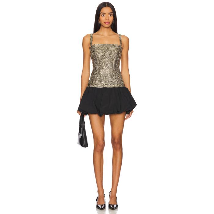 アマンダアプリチャード Amanda Uprichard 【 Bellona Dress Women Gold & Black 】 ドレス レディースファッション ドレス レディース ゴールド 黒色 ブラック