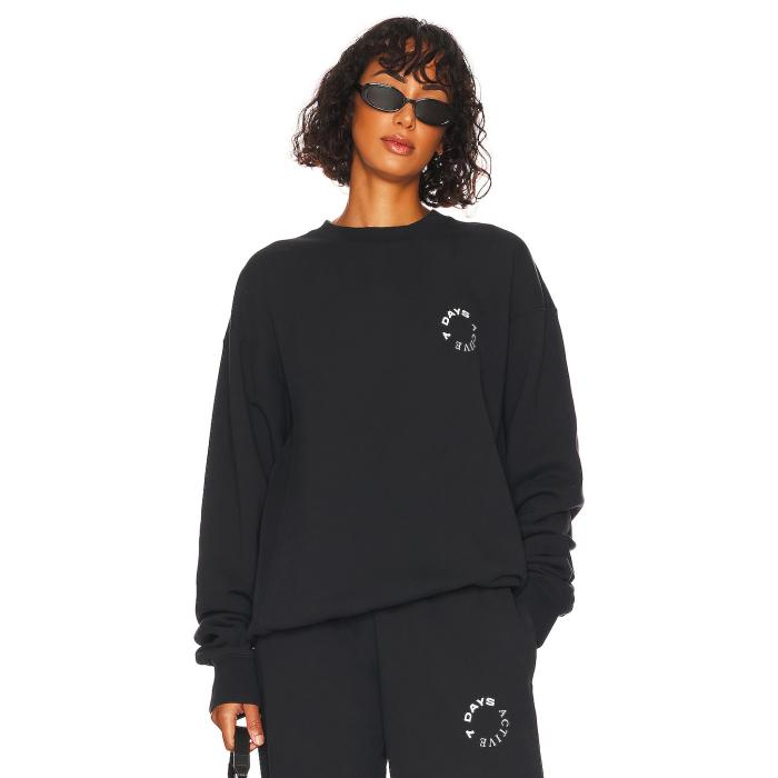 7 Days Active 【 Monday Sweatshirt Women Vintage Black 】 スウェット トレーナー レディースファッション トップス スウェット トレーナー レディース vintage ビンテージ・ヴィンテージ 黒色 ブラック