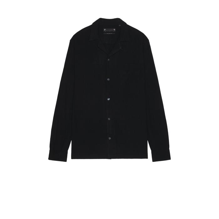 オールセインツ Allsaints 【 Cudi Long Sleeve Shirt Men Black 】 Sleeve スリーブ メンズファッション トップス カジュアルシャツ メンズ 黒色 ブラック