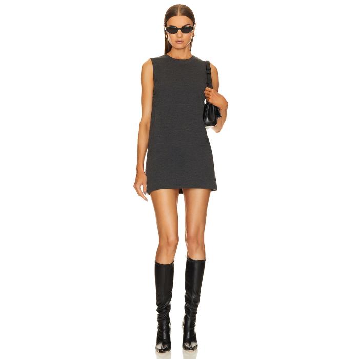 Norma Kamali 【 Sleeveless Tailored Terry Mini Dress Women Dark Heather Grey 】 Sleeveless ノンスリーブ ドレス レディース heather ヘザー 灰色 グレー|スニケス