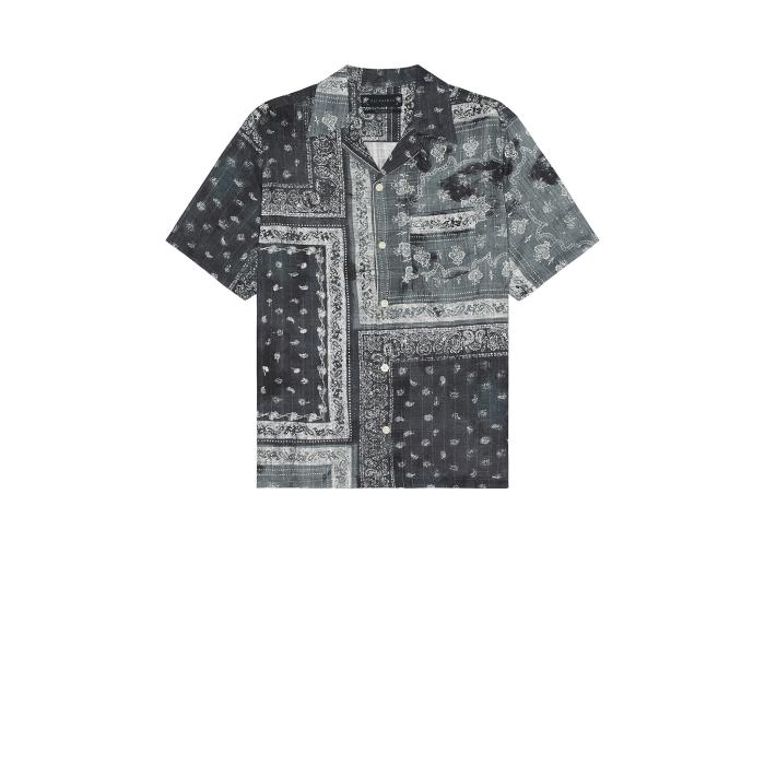 オールセインツ Allsaints 【 Tijuana Short Sleeve Shirt Men Jet Black 】 Sleeve スリーブ メンズファッション トップス カジュアルシャツ メンズ 黒色 ブラック