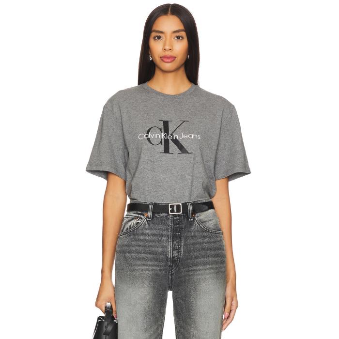 カルバンクライン Calvin Klein 【 Short Sleeve Hero Monologo Tee Women Grey Heather 】 Sleeve スリーブ Tシャツ レディースファッション トップス Tシャツ カットソー レディース 灰色 グレー heather ヘザー