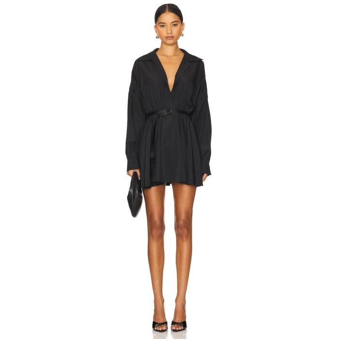Norma Kamali 【 Oversized Shirt Flared Mini Dress Women Black 】 ドレス レディースファッション ドレス レディース 黒色 ブラック