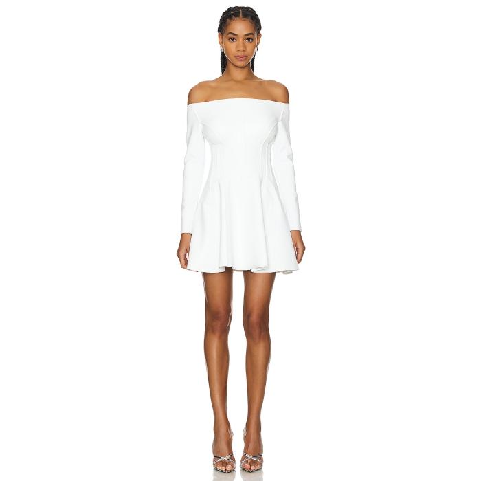 Norma Kamali 【 Off Shoulder Grace Mini Dress Women Snow White 】 ドレス レディースファッション ドレス レディース 白色 ホワイト
